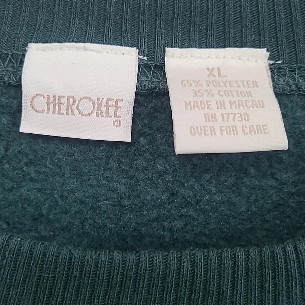 Cherokee Women Sweater‎ Green XL Long Sleeve Crew Neck Vintage Embroidered Logo